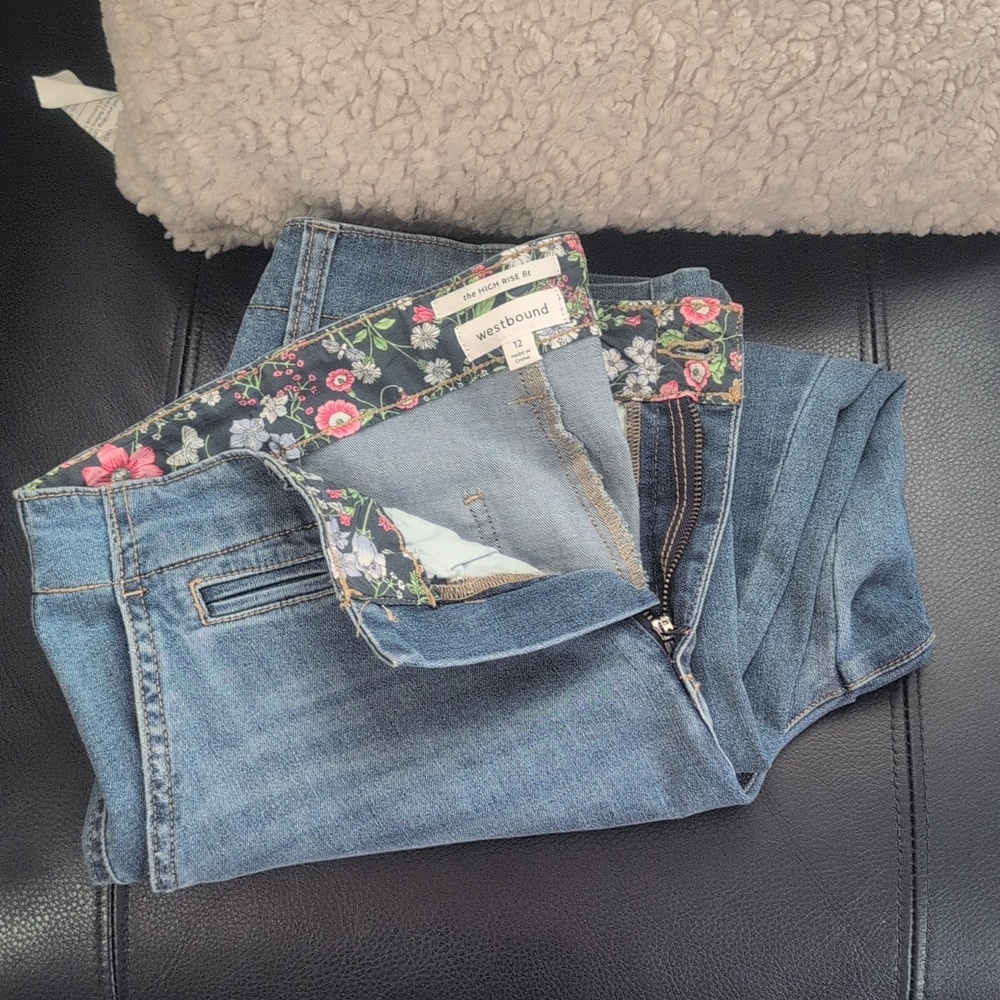 Westbound Classic High-Rise Relaxed Fit Blue Denim Cropped Jeans Size 12